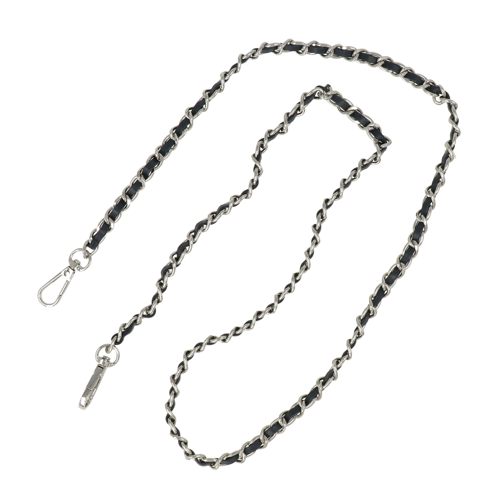bag chain silver with blue flat cord 8,5mm - 110cm | 1pc