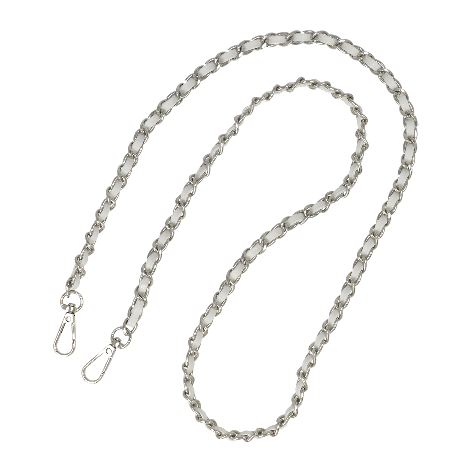 bag chain silver with withe flat cord 8,5mm - 110cm | 1pc