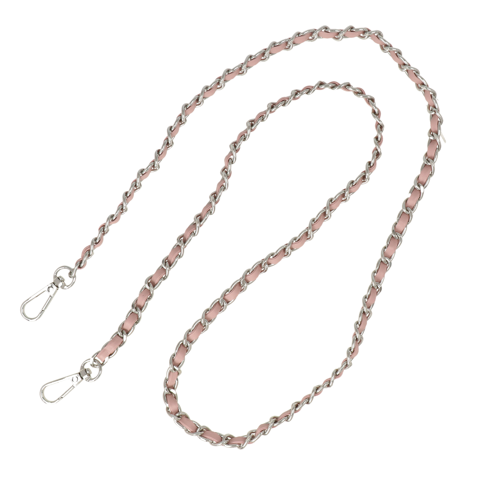 bag chain silver with pink flat cord 8,5mm - 110cm | 1pc