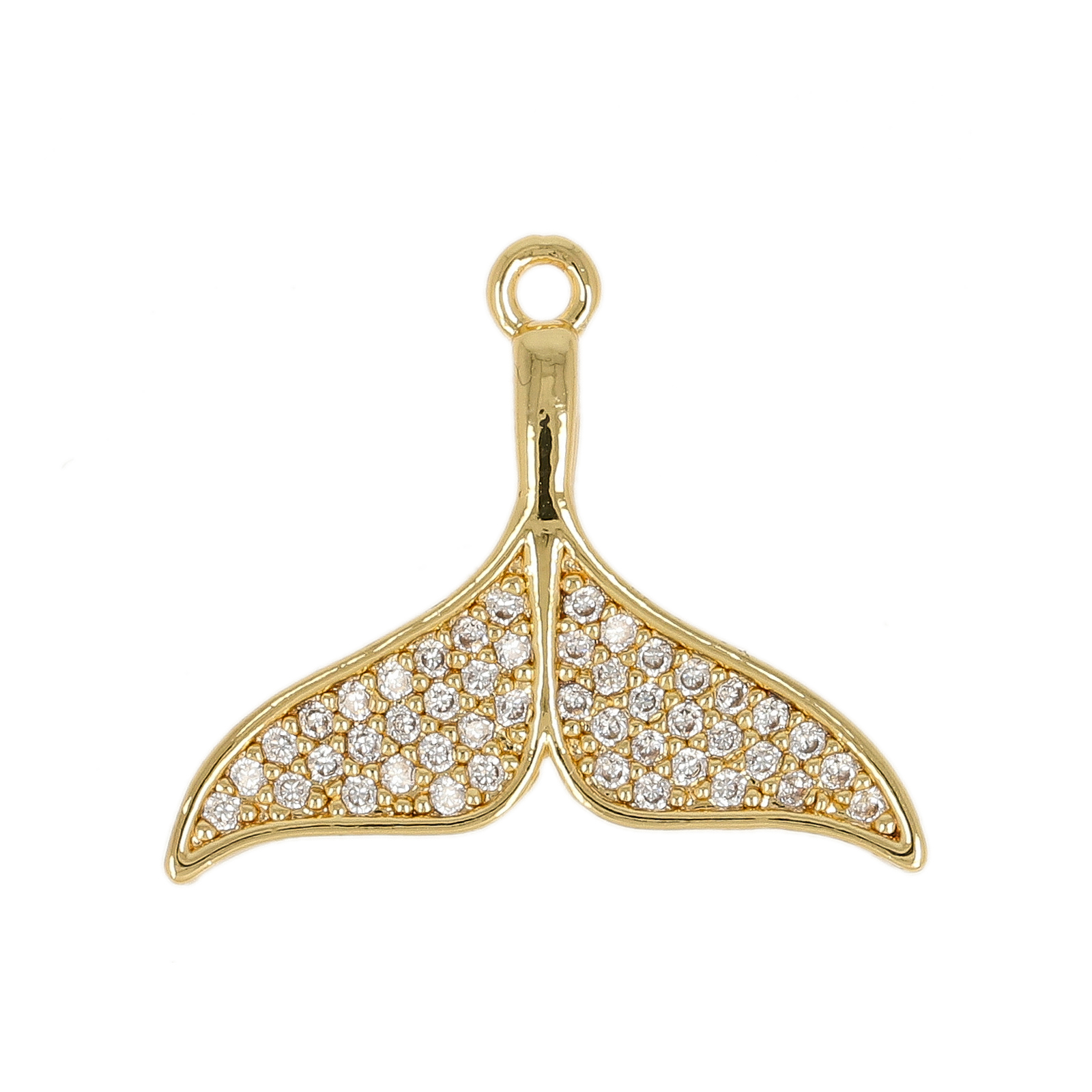 gold plated metal cz pendant - whale tail 20x16mm | 1pc