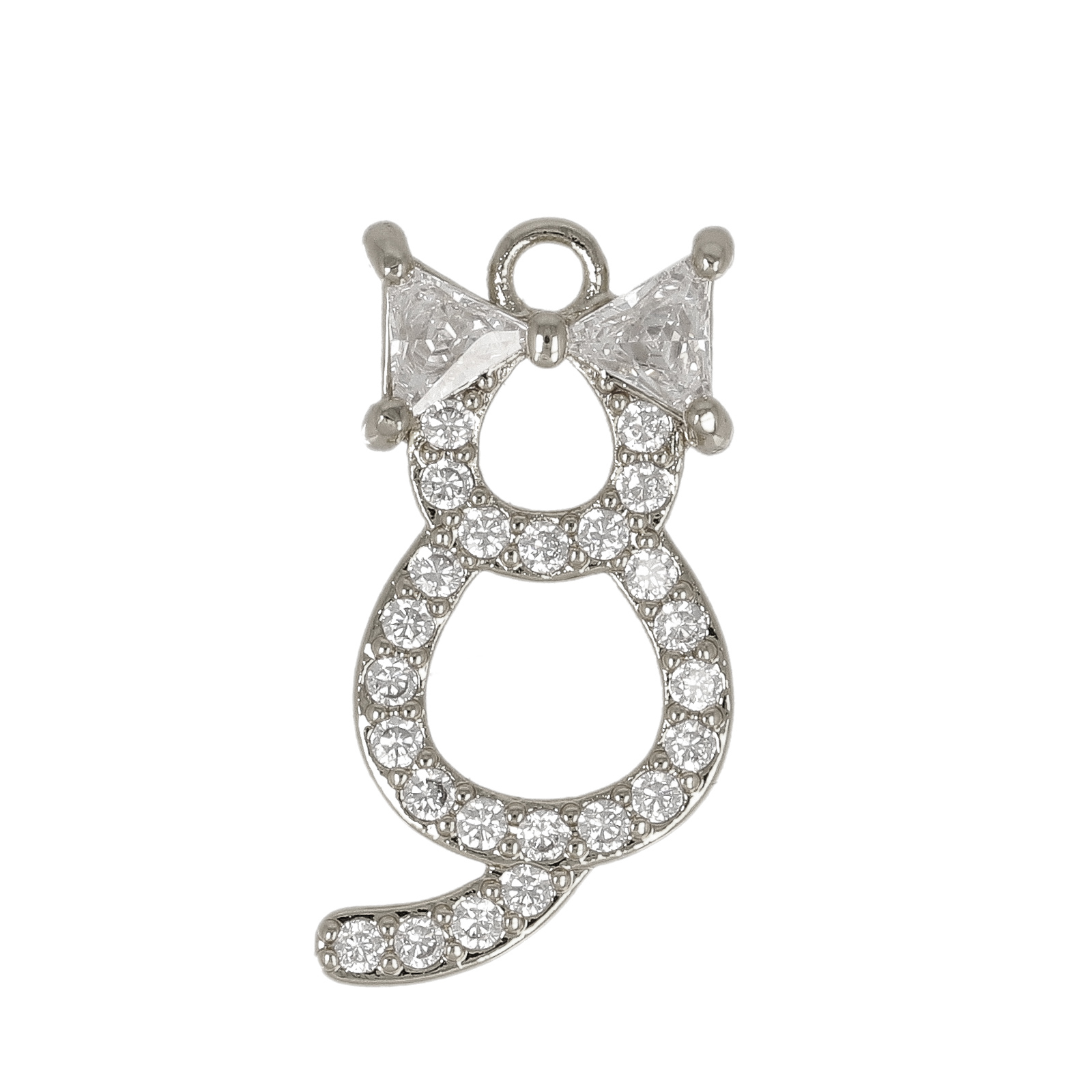 anhänger metal cz rhodium versilbert katze 20x10mm | 1st