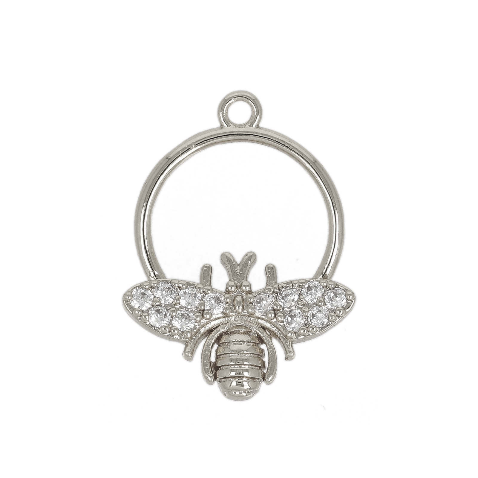 anhänger metal cz rhodium versilbert biene 18x16mm | 1st
