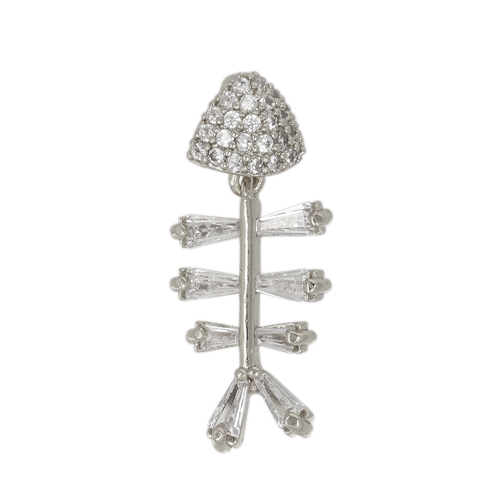 anhänger metal cz rhodium versilbert fischgräte 23x10mm | 1st