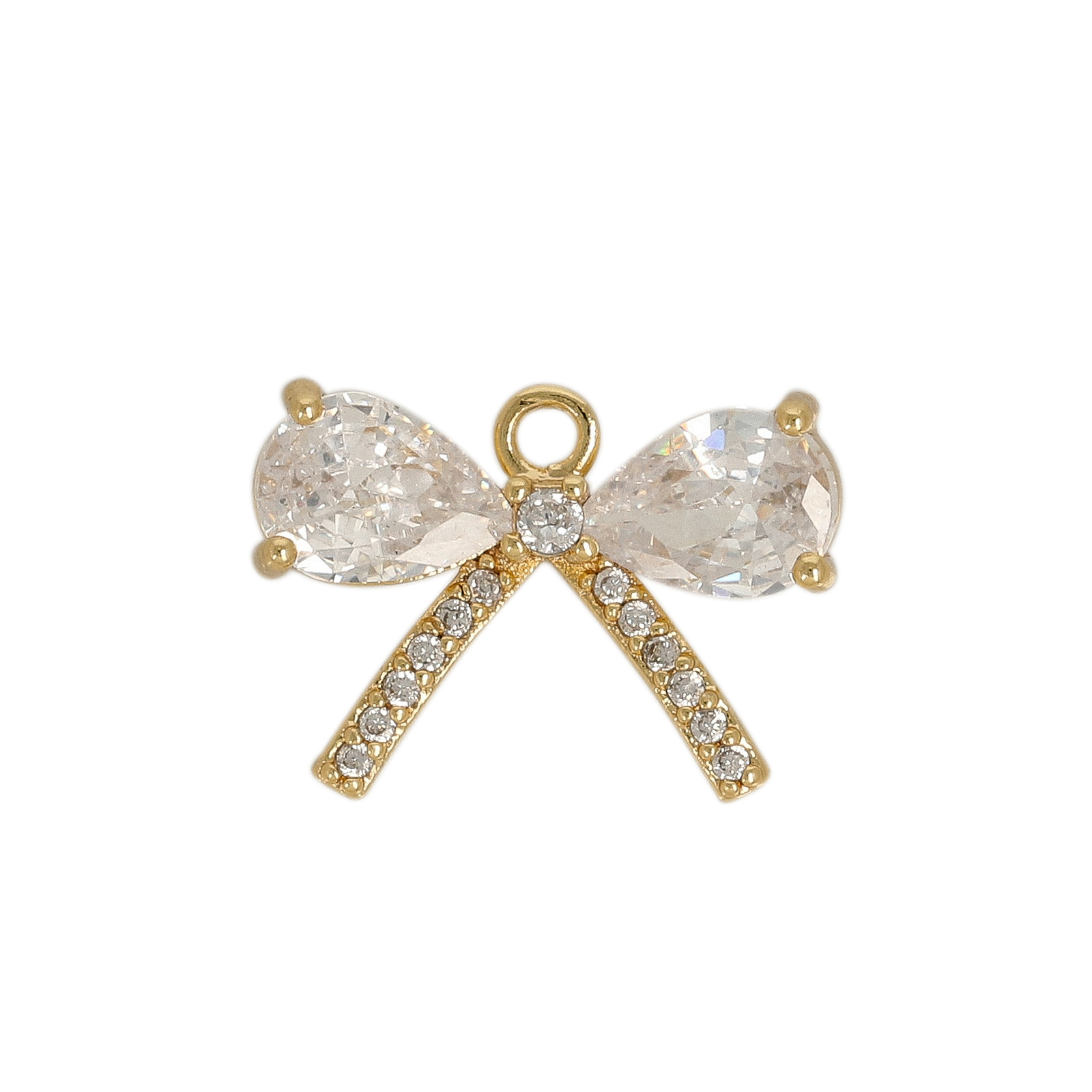 gold plated metal cz pendant - bow 15x10,5mm | 1pc