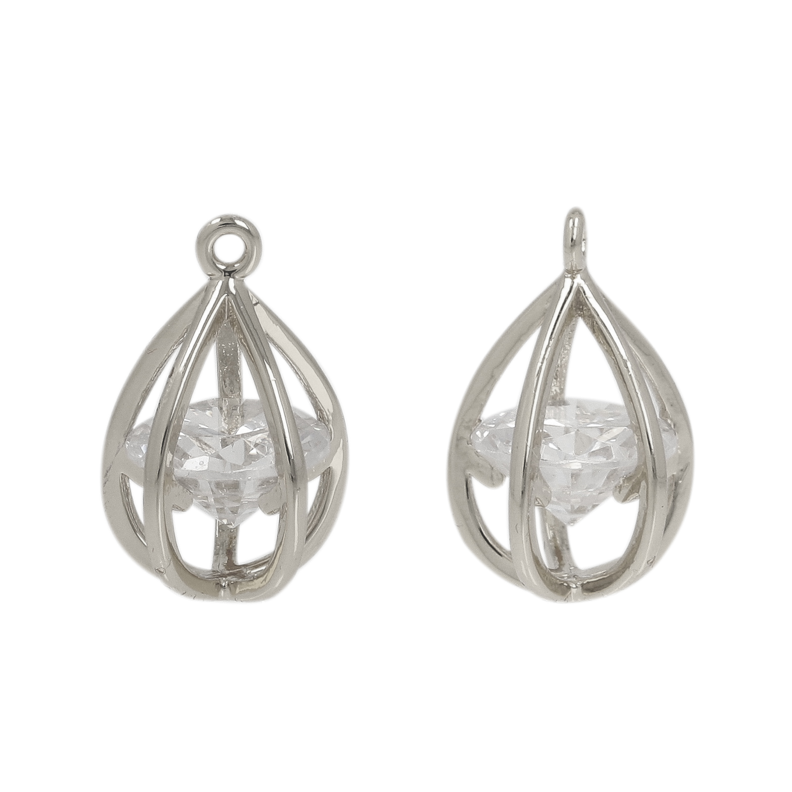anhänger metal cz rhodium versilbert tropfen 14x10mm | 2st
