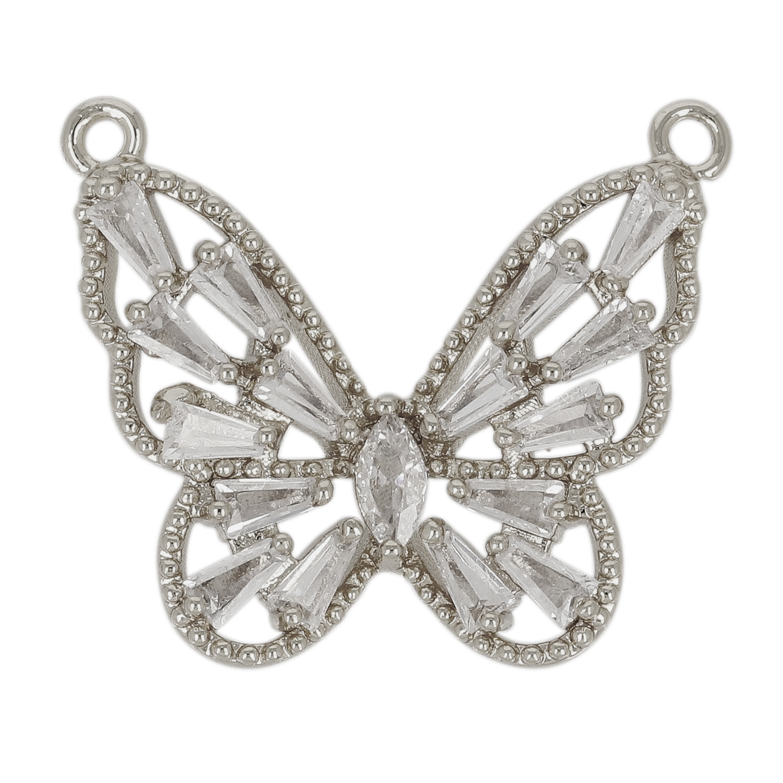 anhänger metal cz rhodium versilbert schmetterling 32x28mm | 1st