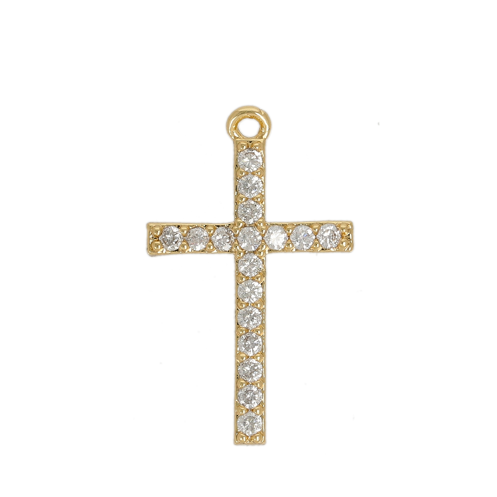 gold plated metal cz pendant - cruz 18,5x13mm | 1pc