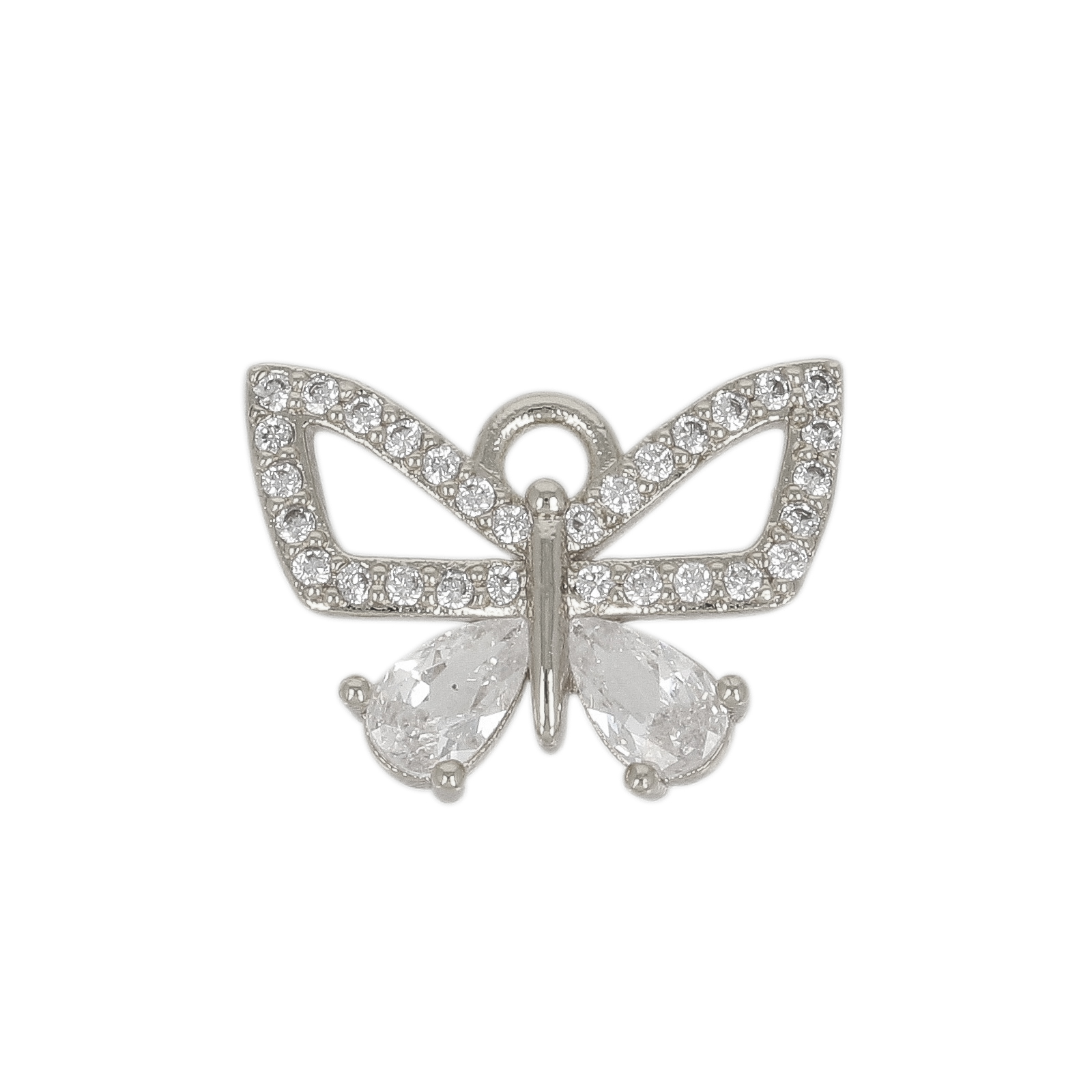 anhänger metal cz rhodium versilbert schmetterling 15x10mm | 1st