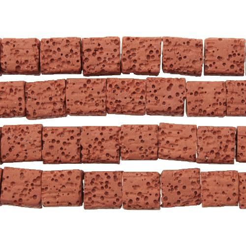 red lava stone cube 10mm | 15/16-inch strand