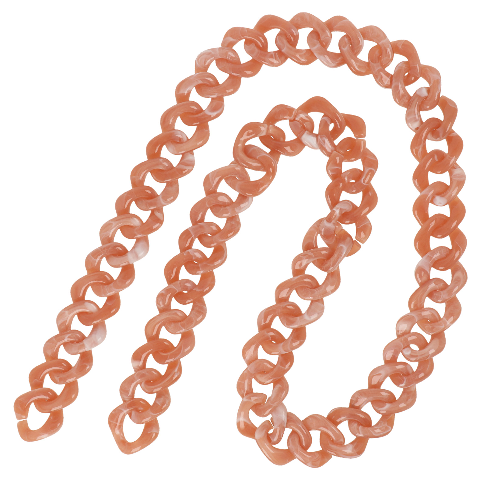 bag chain acrylic pink marbled groumette link 29x20mm - 1mt | 1pc