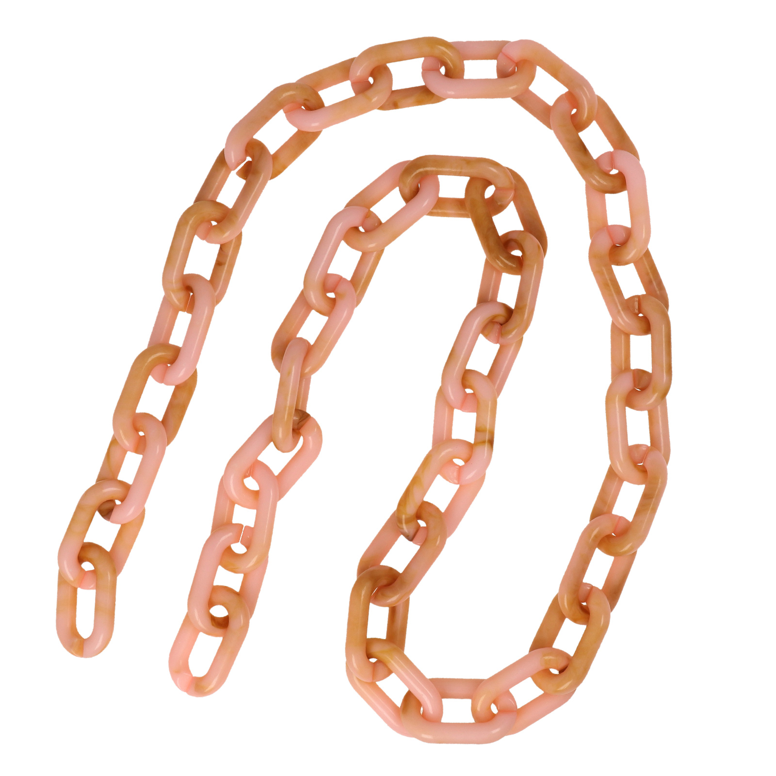 bag chain acrylic marbled pink oval link 38x23,5mm - 1mt | 1pc