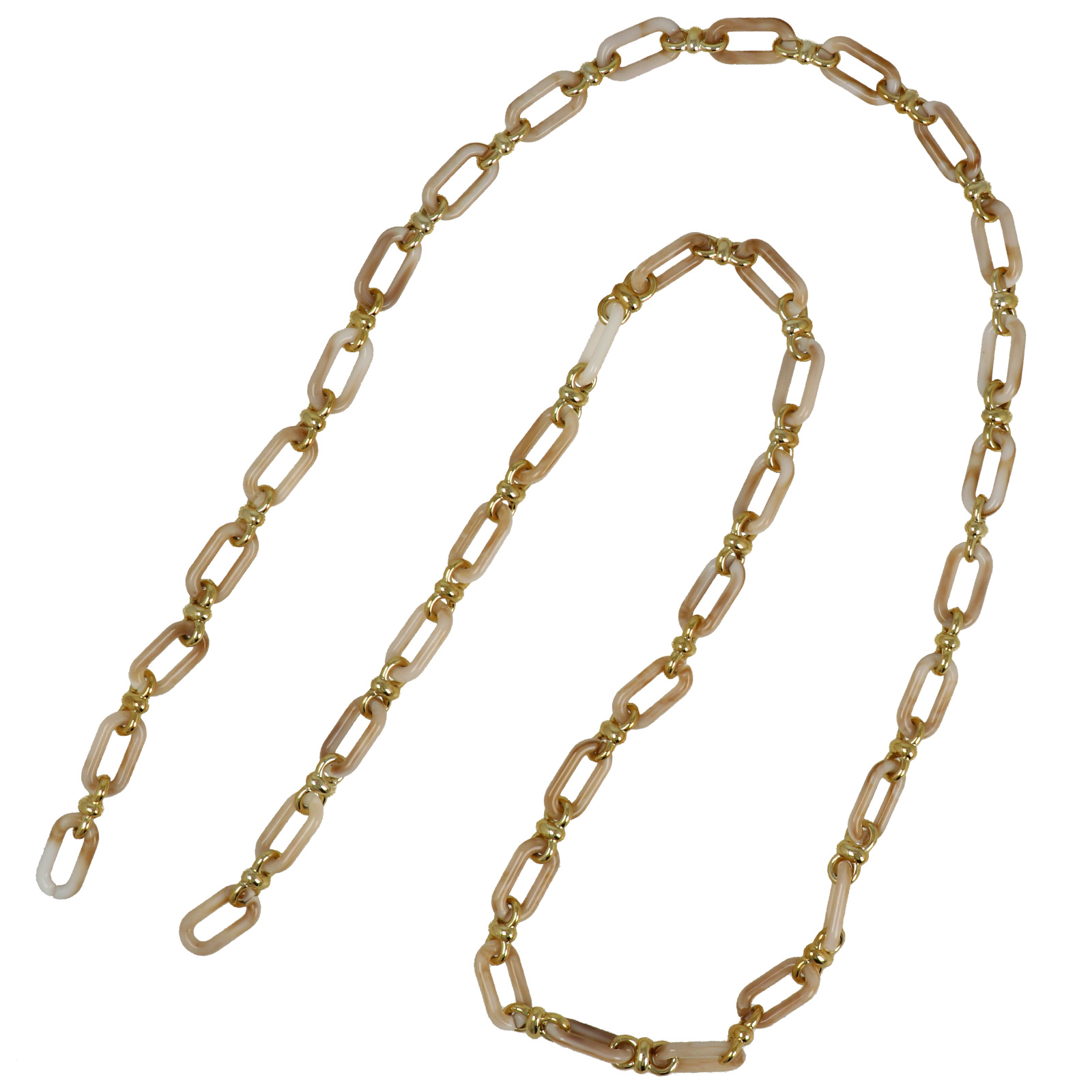 bag chain acrylic cappuccino/gold oval link 20x10mm - 1mt | 1pc