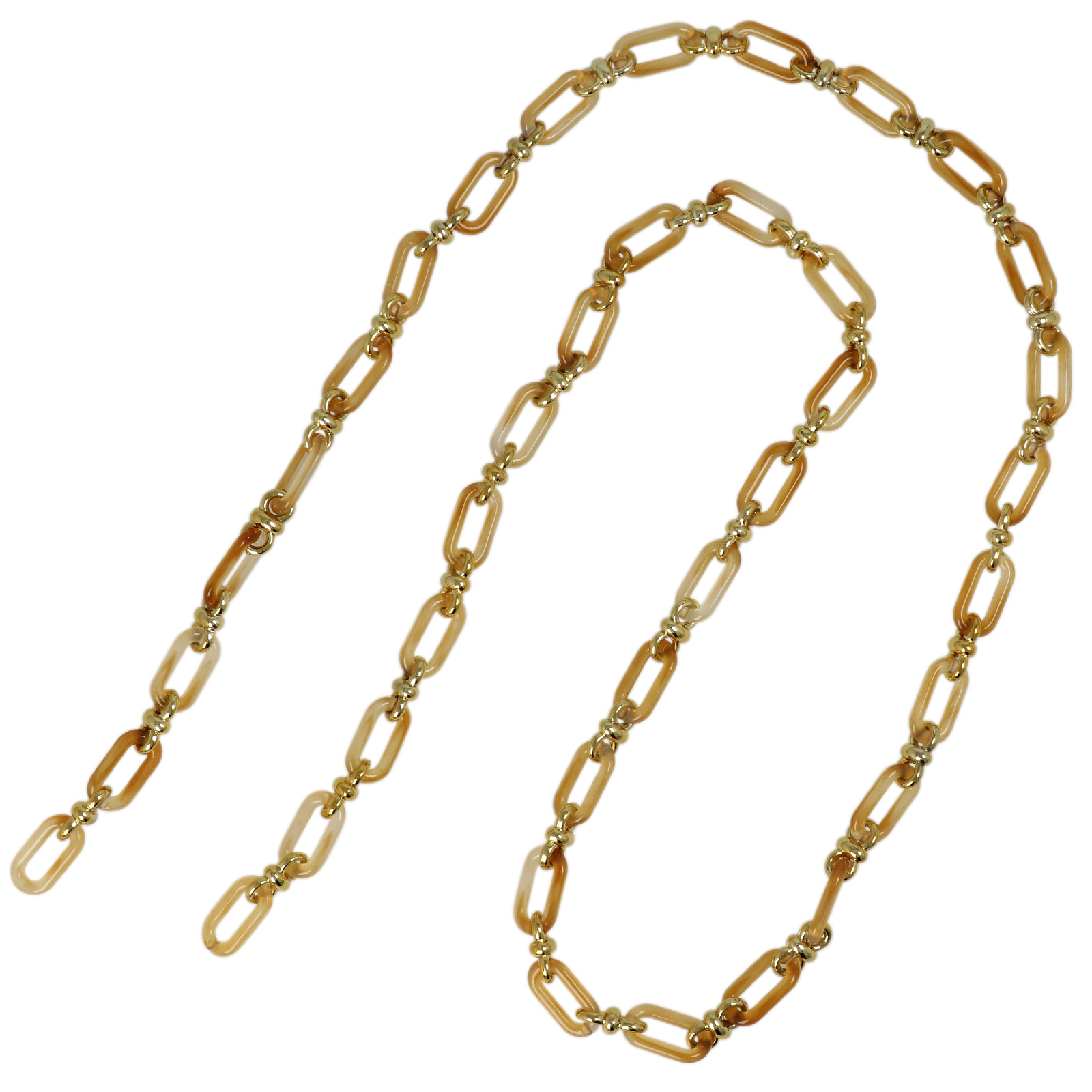 bag chain acrylic amber/gold oval link 20x10mm - 1mt | 1pc