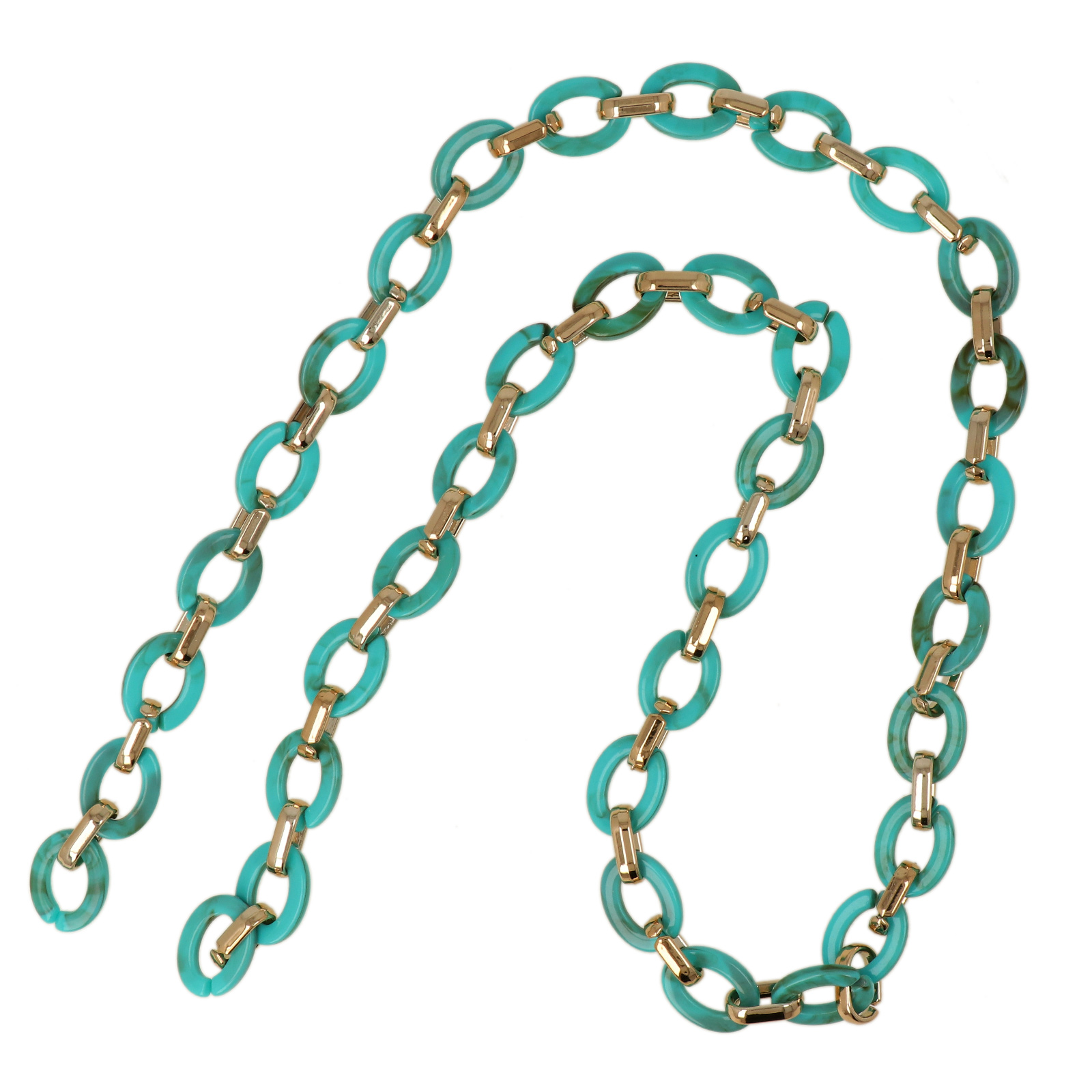 taschenkette acryl türkis/gold oval link 24x18mm - 1mt | 1st