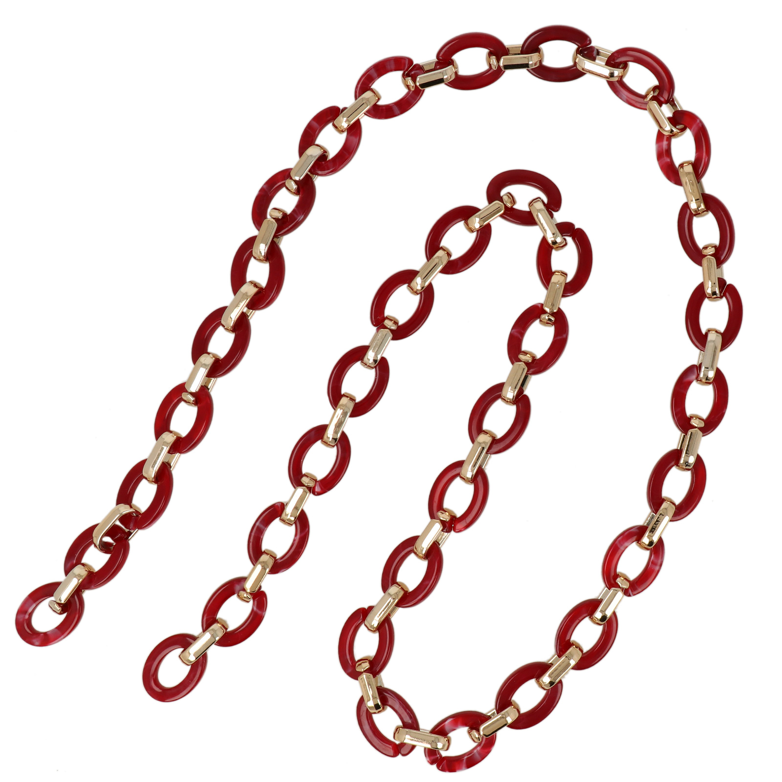 bag chain acrylic sangria/gold oval link 24x18mm - 1mt | 1pc