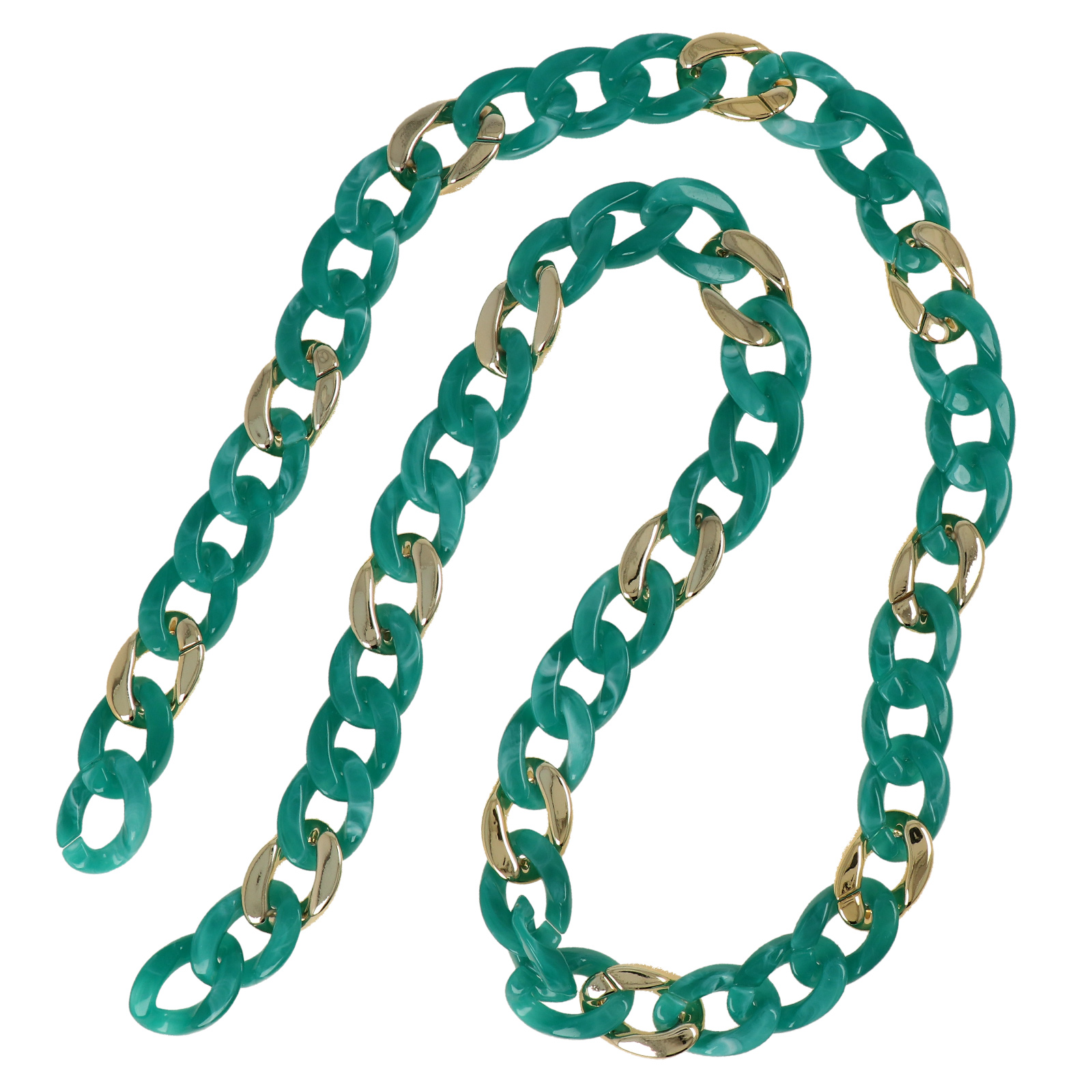 taschenkette acryl teal/gold groumette link 29x21mm - 1mt | 1st