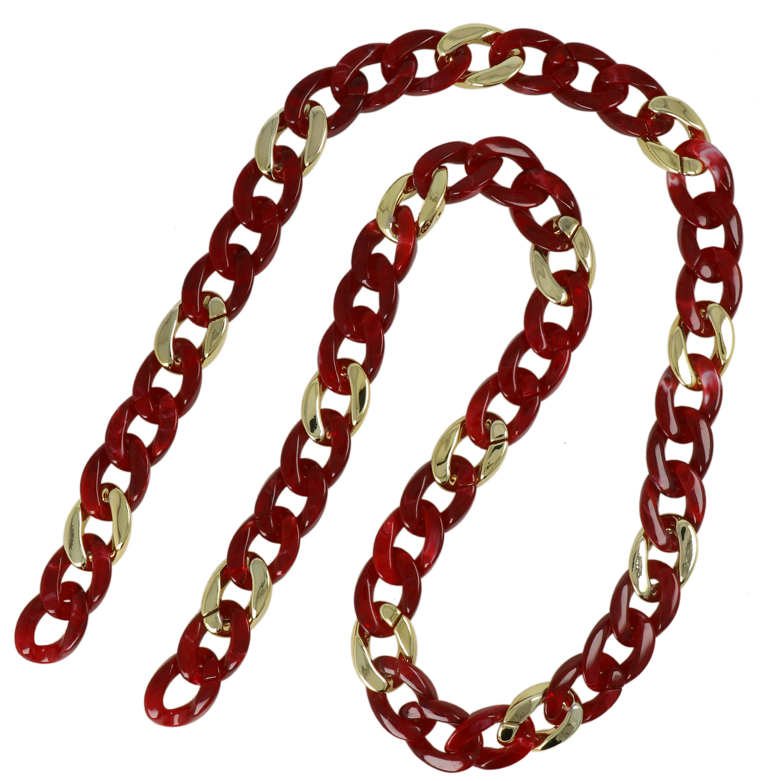 bag chain acrylic sangria/gold groumette 29x21mm - 1mt | 1pc
