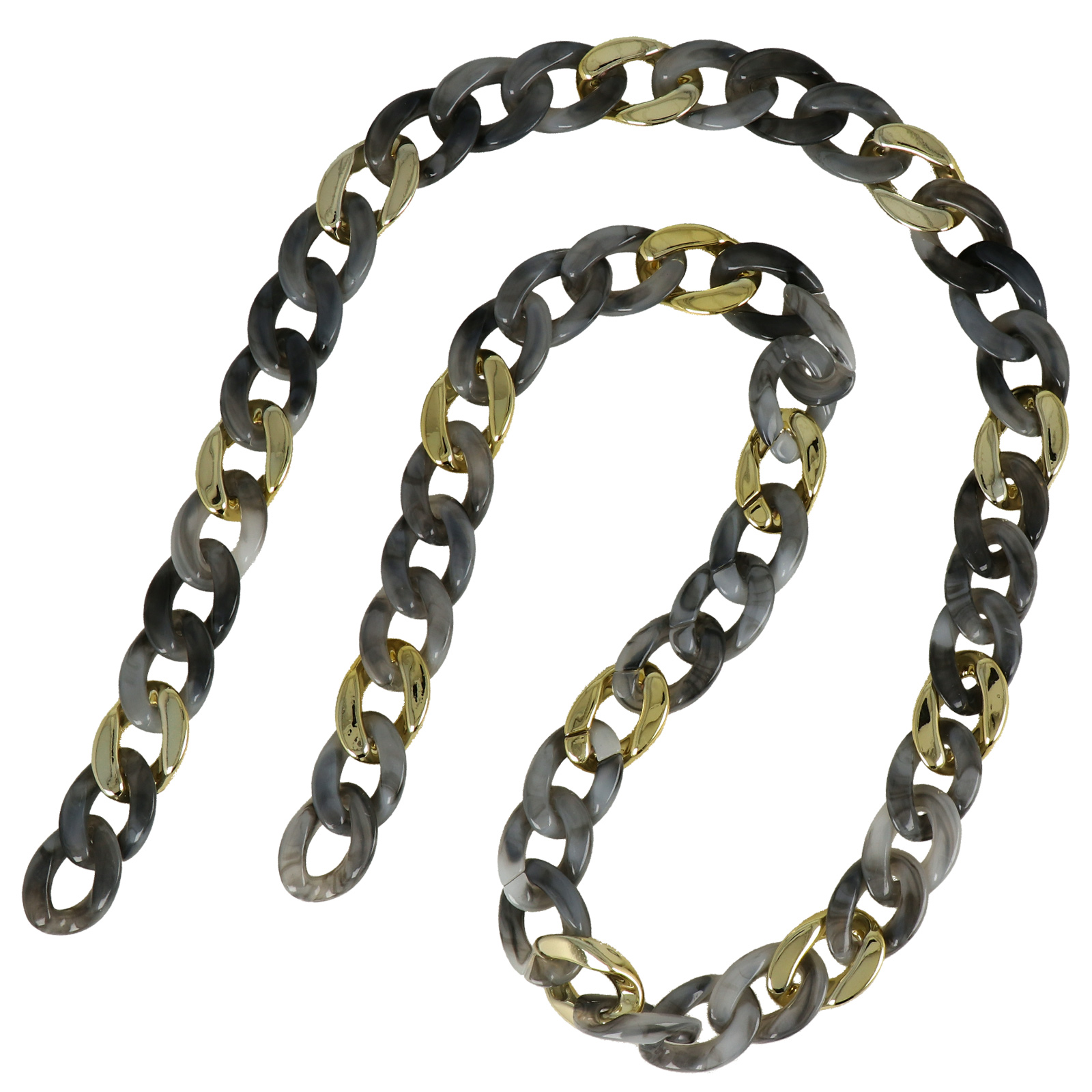 taschenkette acryl rauch/gold groumette link 29x21mm - 1mt | 1st