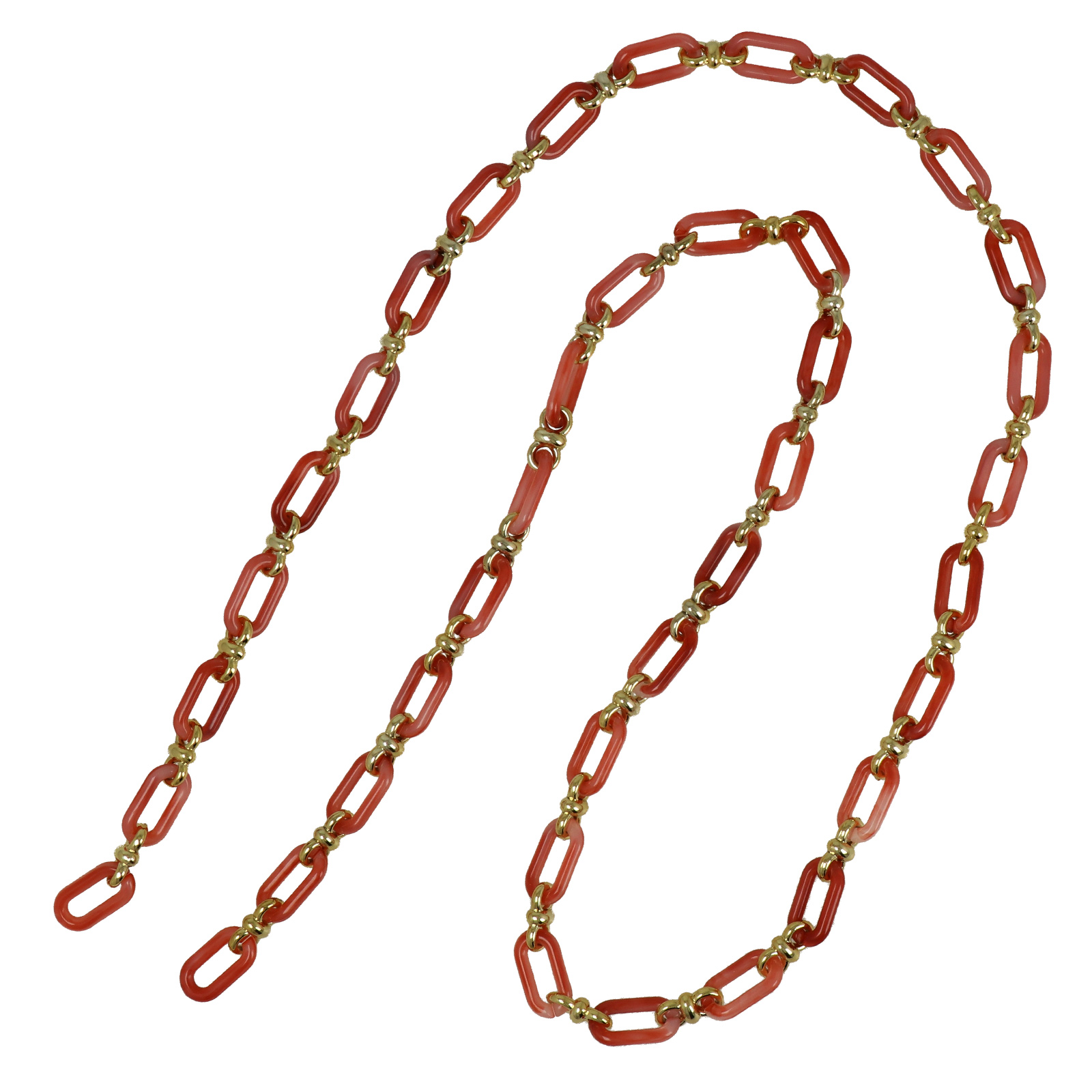 taschenkette acryl erdbeere/gold oval link 20x10mm - 1mt | 1st