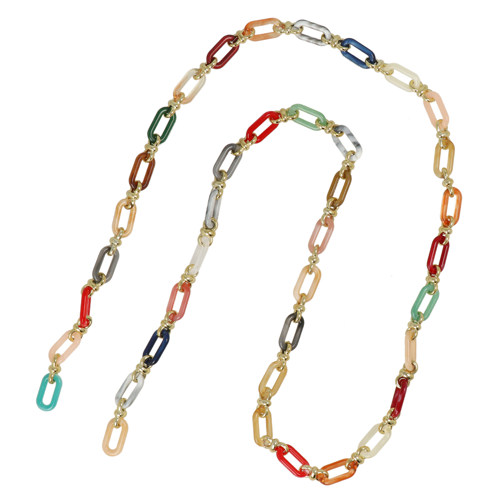 bag chain acrylic harlequin/gold oval link 20x10mm - 1mt | 1pc