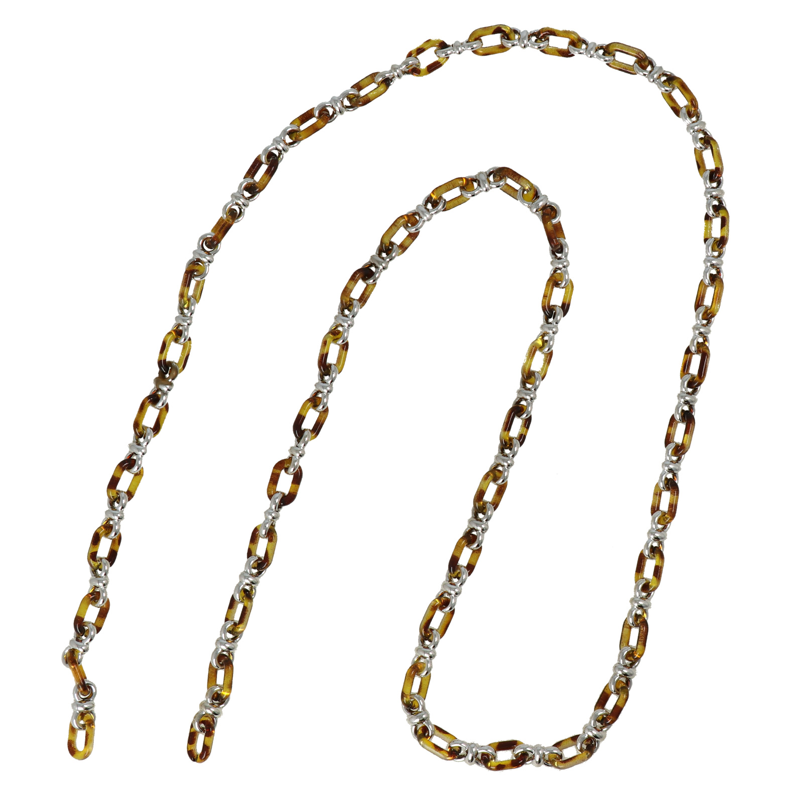 taschenkette acryl schildkröte/silber oval link 20x10mm - 1mt | 1st