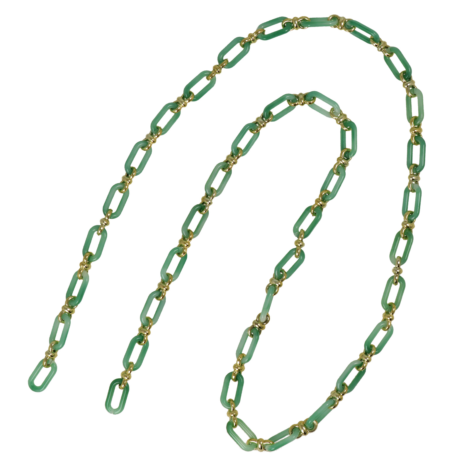 bag chain acrylic jade/gold oval link 20x10mm - 1mt | 1pc