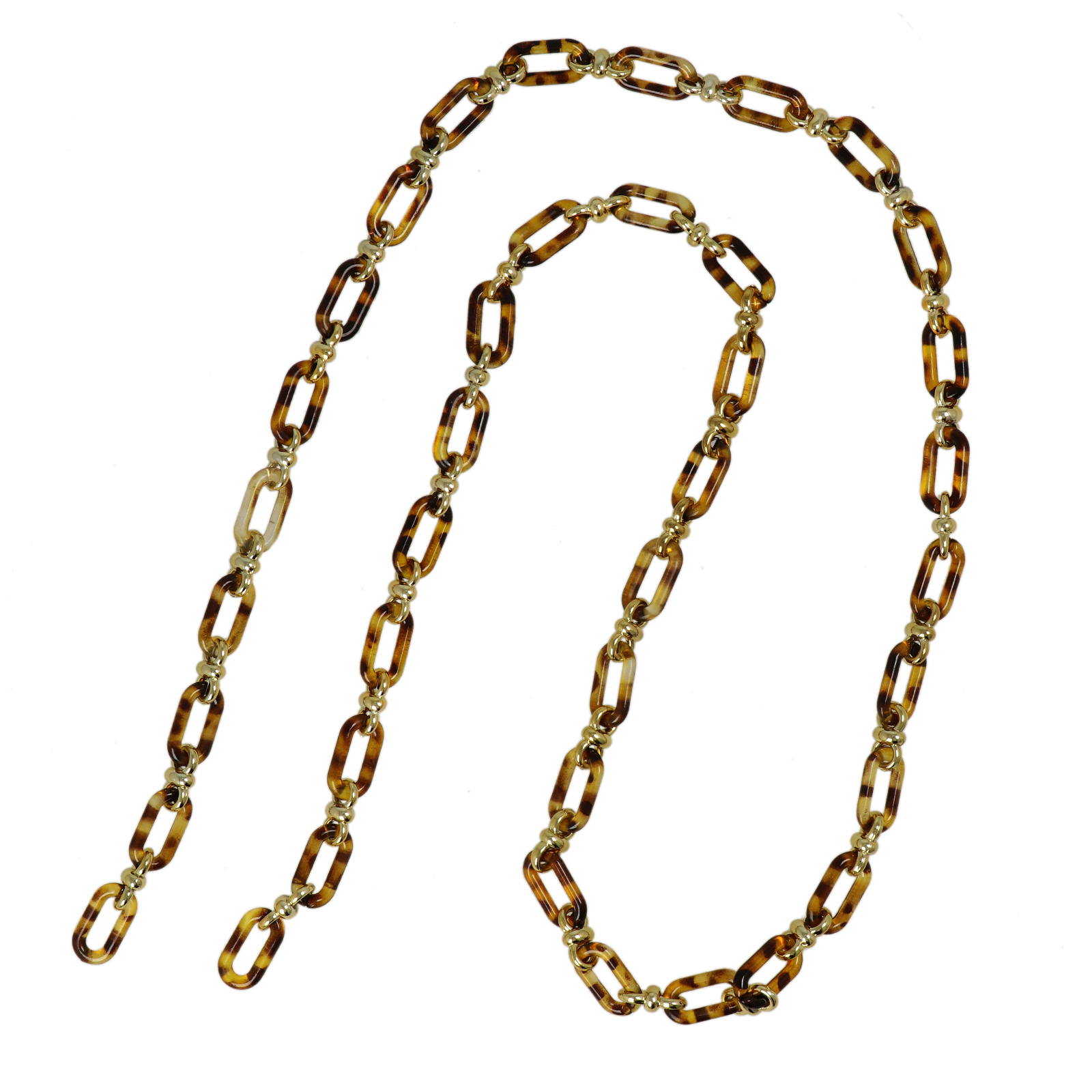 bag chain acrylic tortoise/gold oval link 20x10mm - 1mt | 1pc