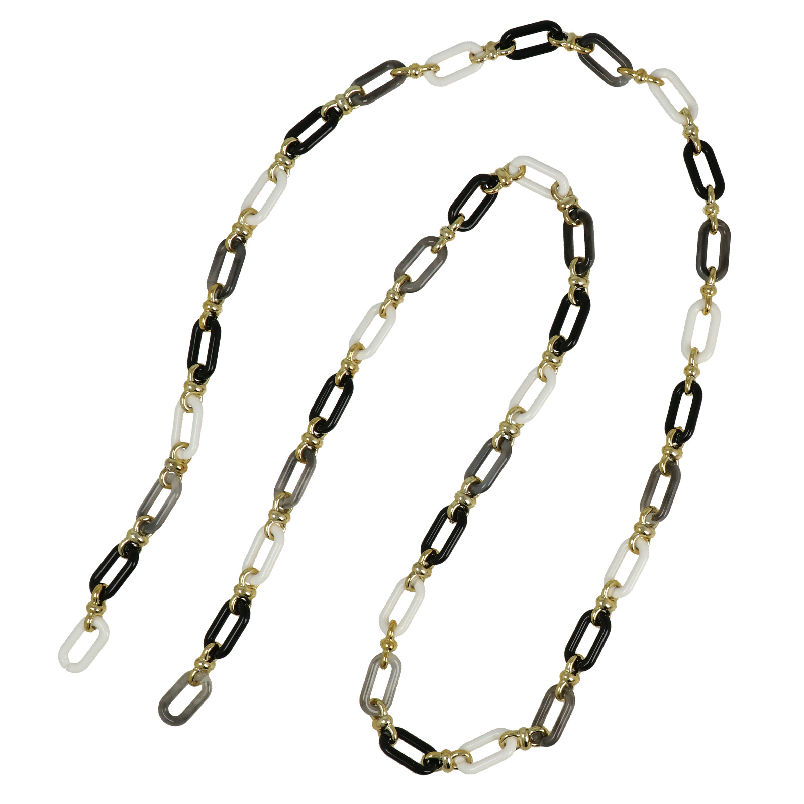 taschenkette acryl b&w/gold oval link 20x10mm - 1mt | 1st