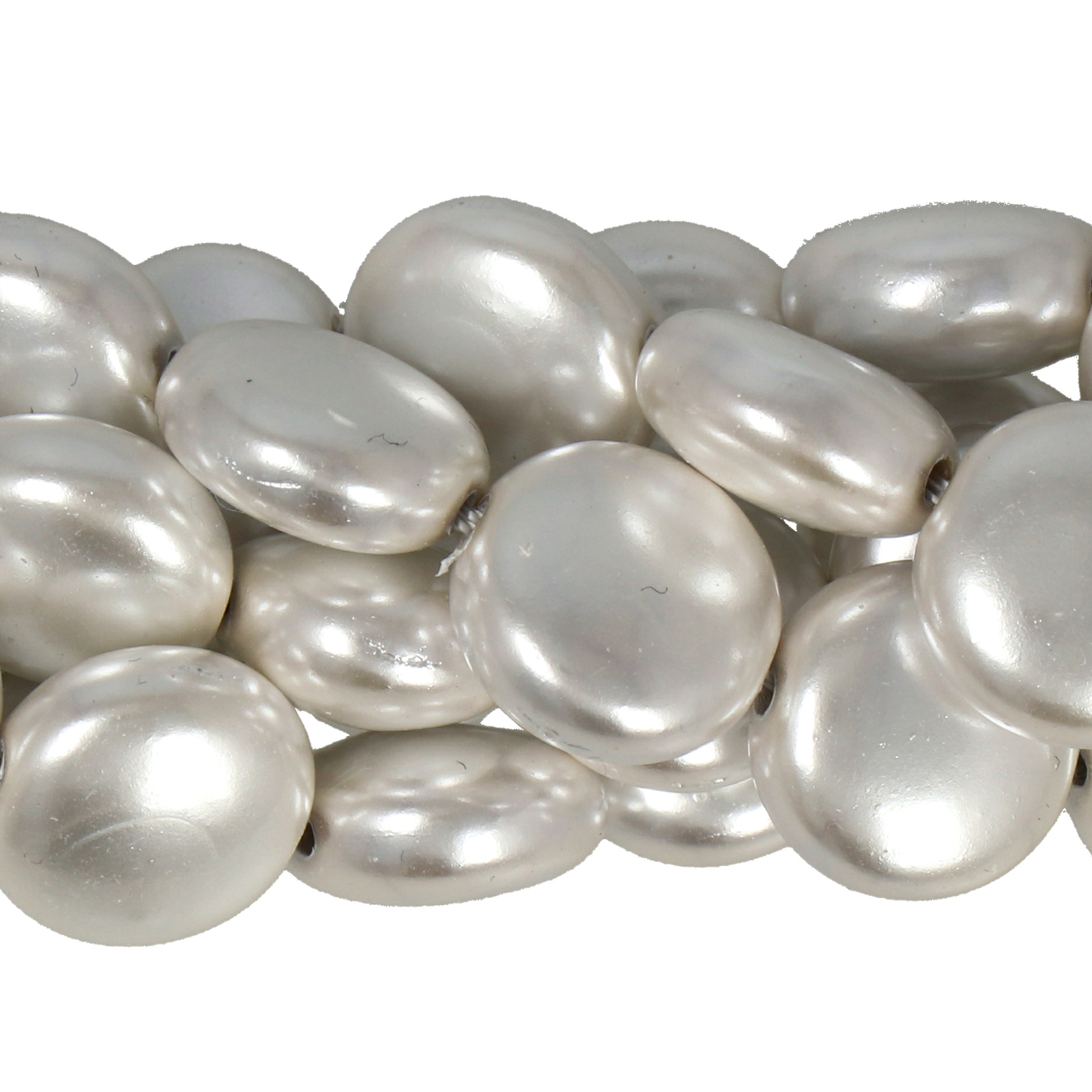 shell pearl beads white coin 12mm | 15/16-inch strand