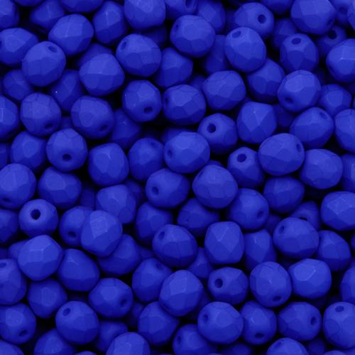 czech fire-polished round beads - neon blue 4mm | 50pc