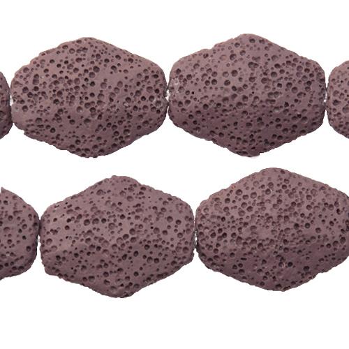purple lava stone exagon 30x25mm | 15/16-inch strand