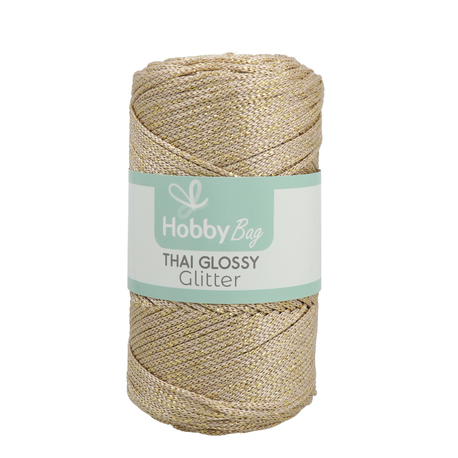 hobbybag cord thai glossy glitter - beige/gold lurex - 250grr (250mt) | 1pc