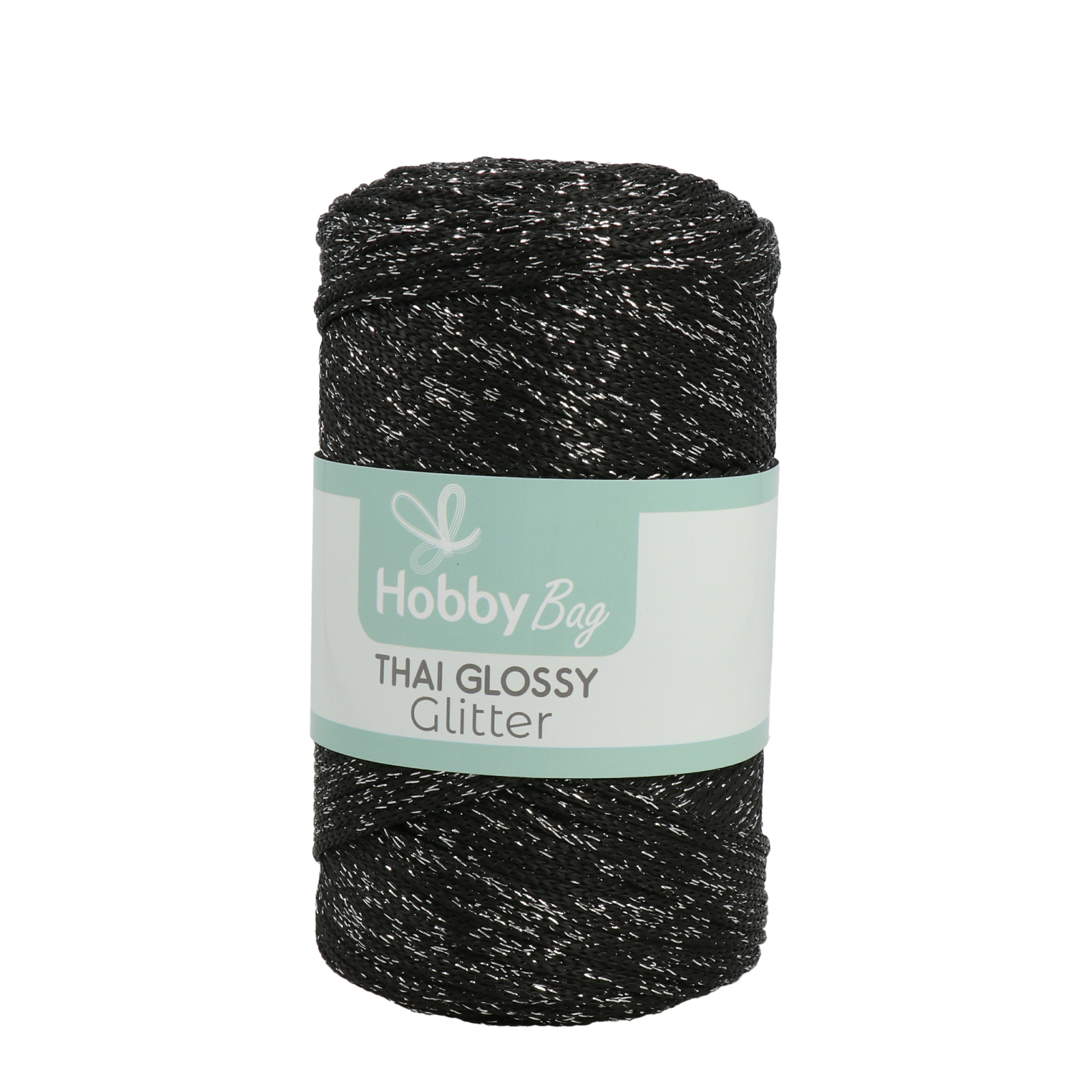 hobbybag kord thai glossy glitter - schwarz/lurex silber - 250grr (250mt) | 1st