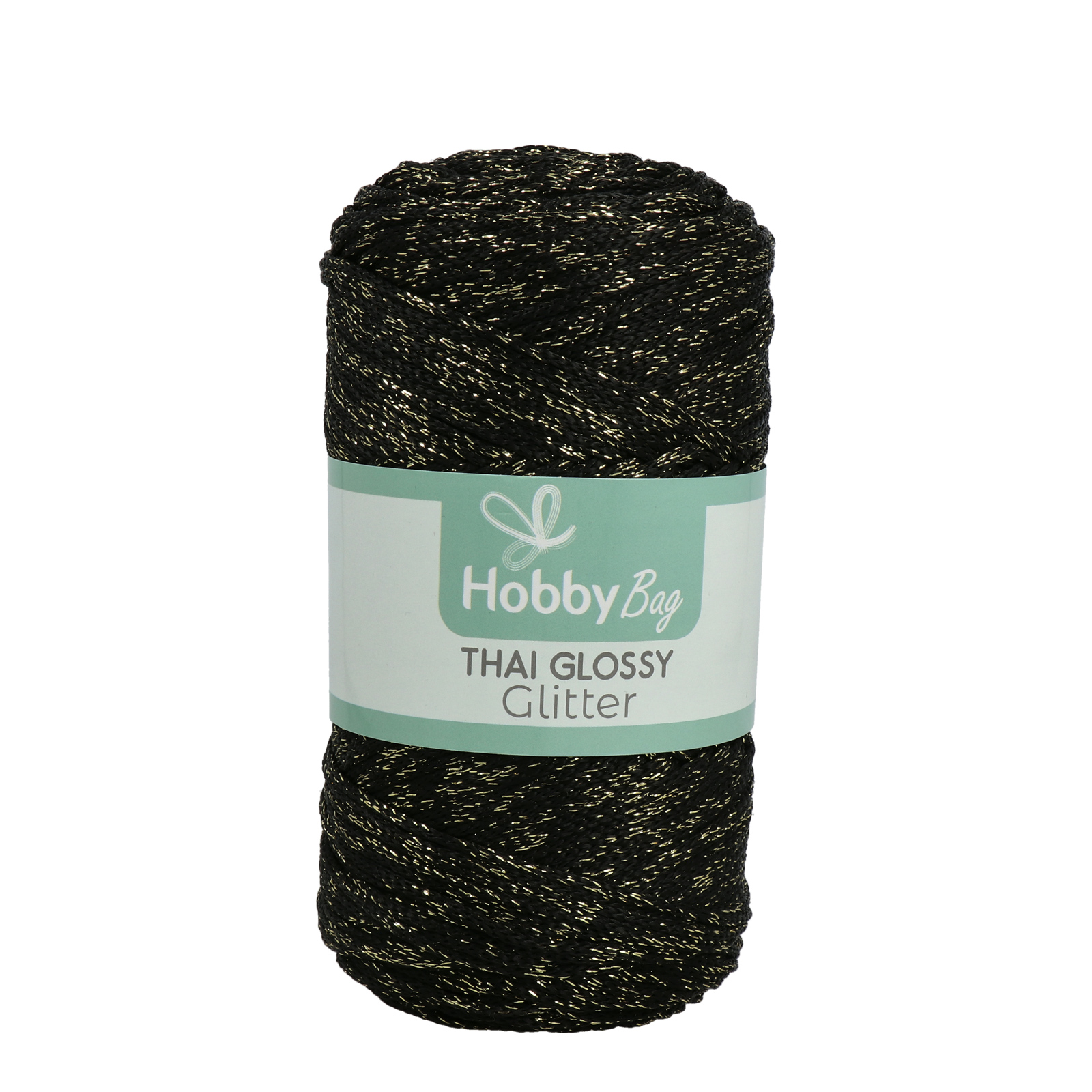 hobbybag cord thai glossy glitter - black/gold lurex - 250grr (250mt) | 1pc