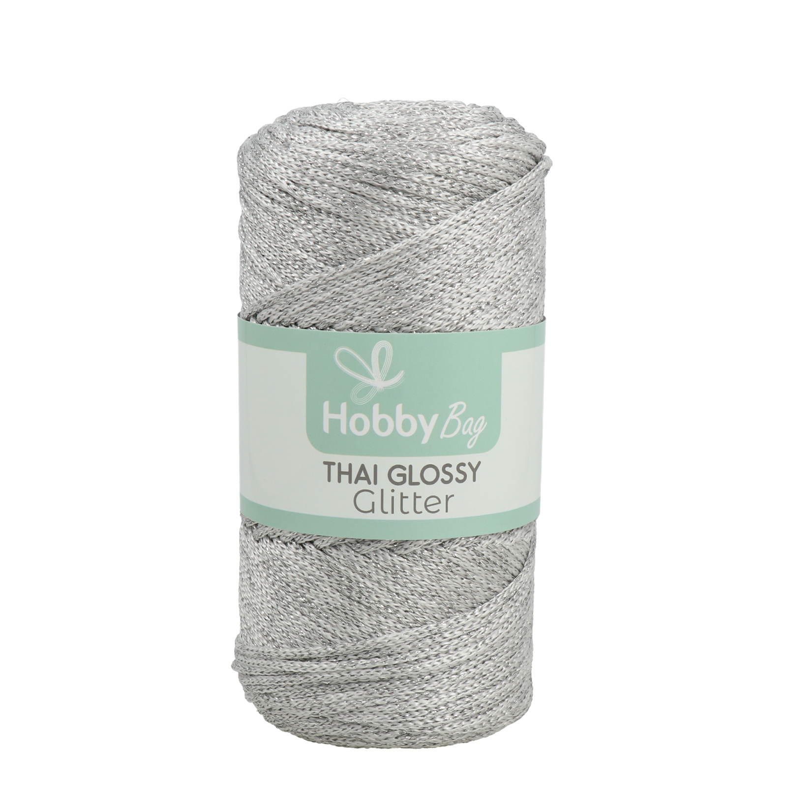 hobbybag kord thai glossy glitter - weiß/lurex silber - 250grr (250mt) | 1st