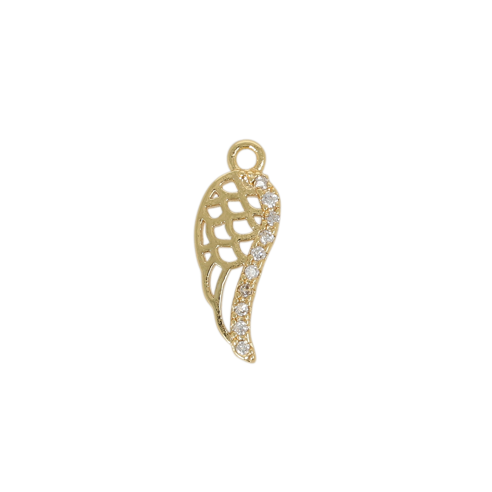 gold plated metal cz charm - angel wing 13x5,5mm | 2pc
