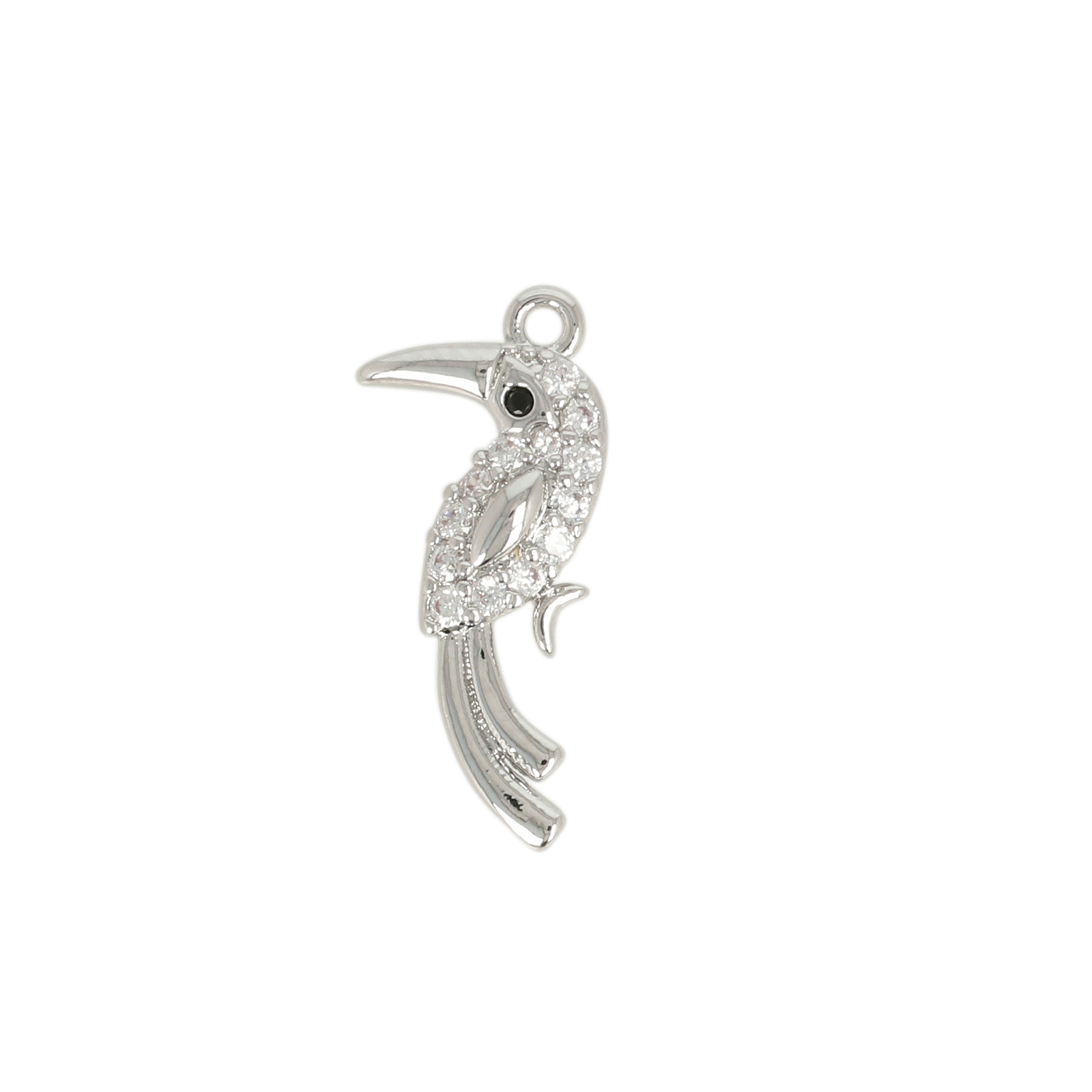anhänger metal cz rhodium versilbert tukan 14x8mm | 2st