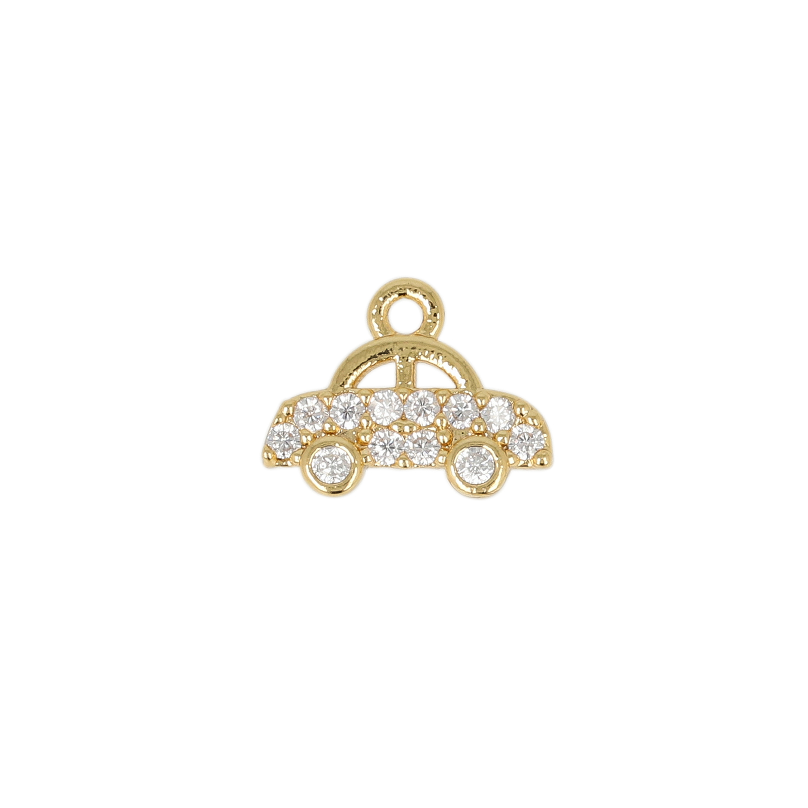 gold plated metal cz charm - toy car 10x6mm | 2pc