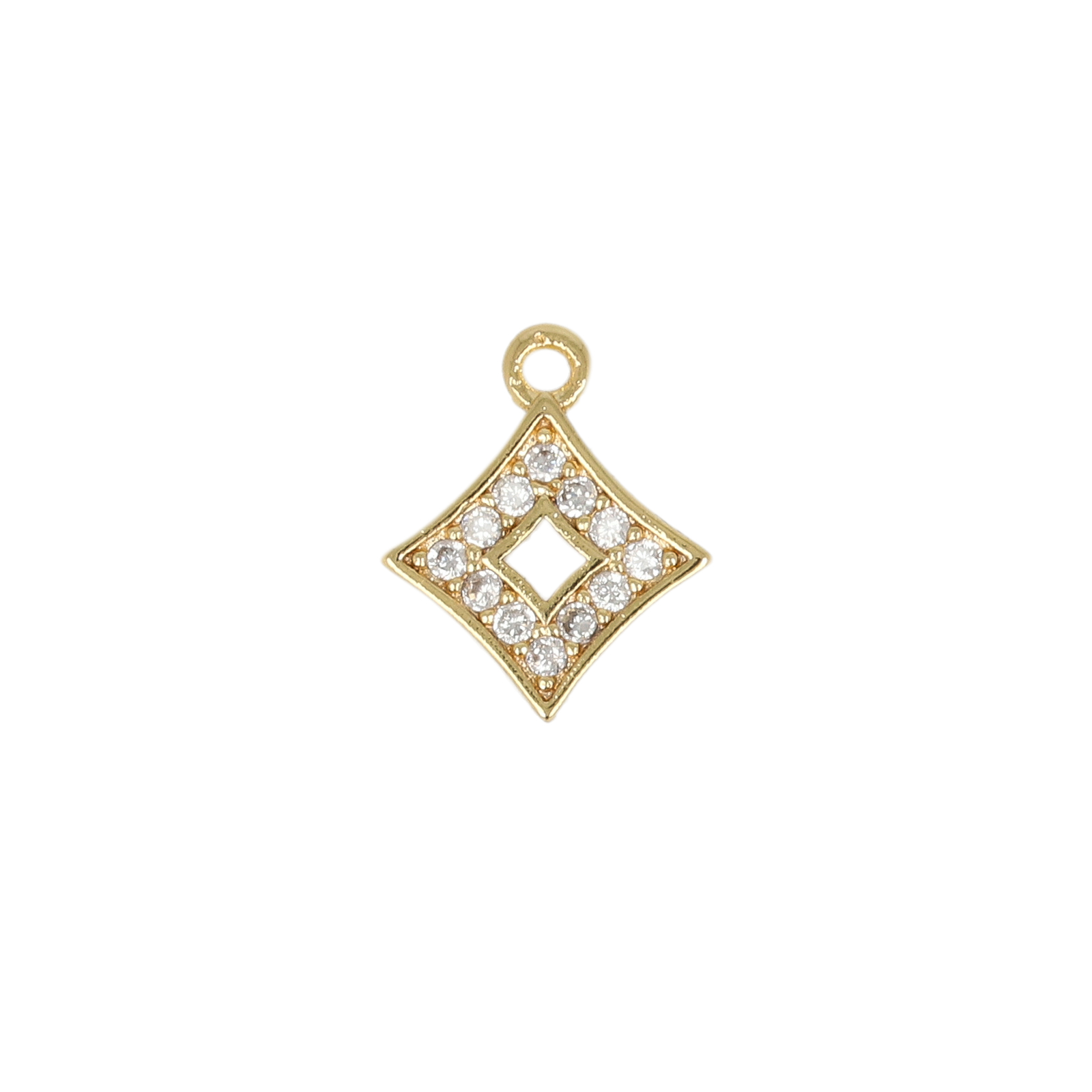 anhänger metal cz vergoldet rhombus 8,5mm | 2st