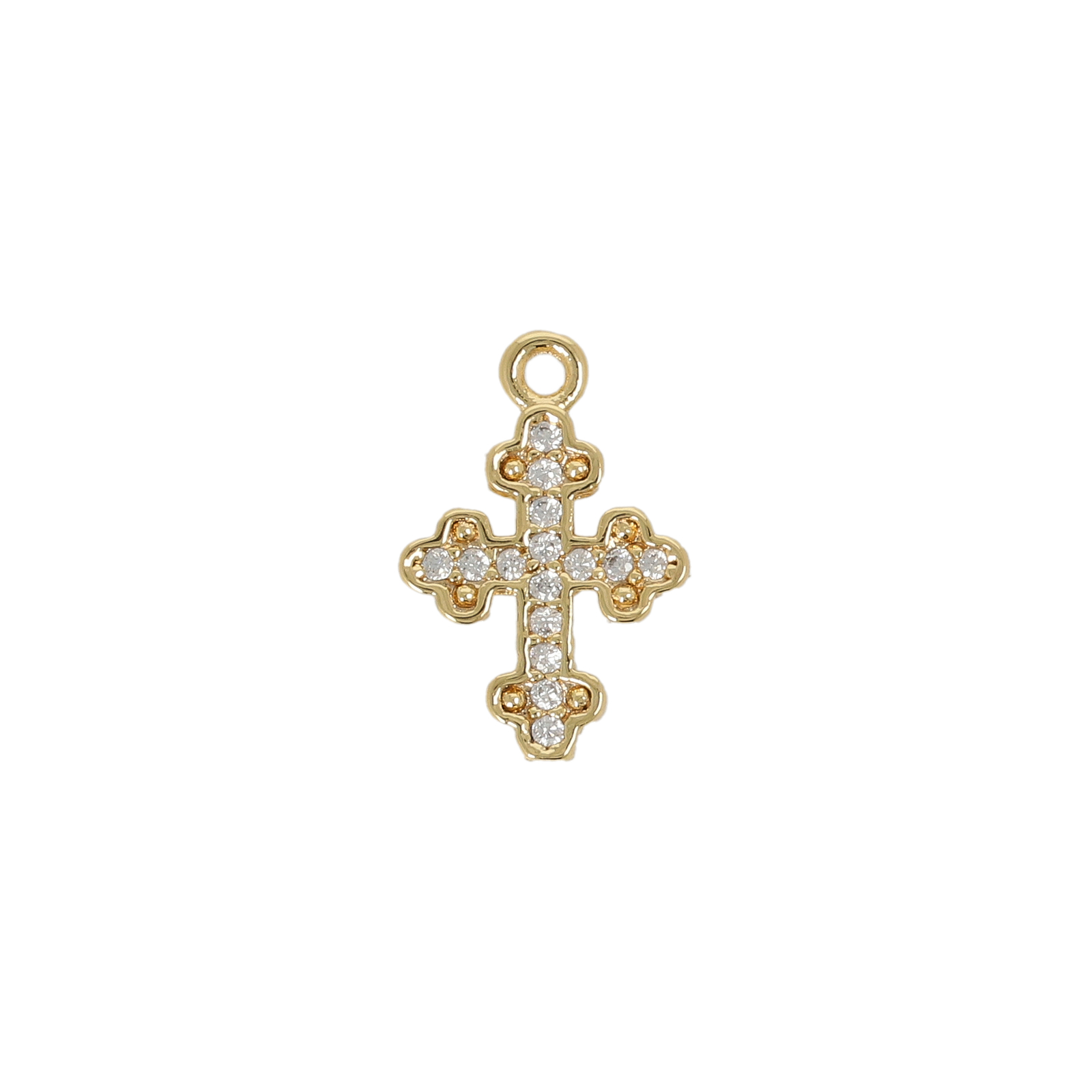 gold plated metal cz charm - cross 11,5x9mm | 2pc