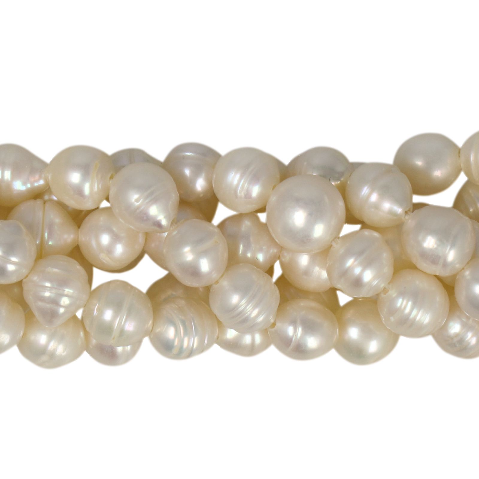 freshwater pearls white round striped 6-6,5mm | 14/15-inch strand