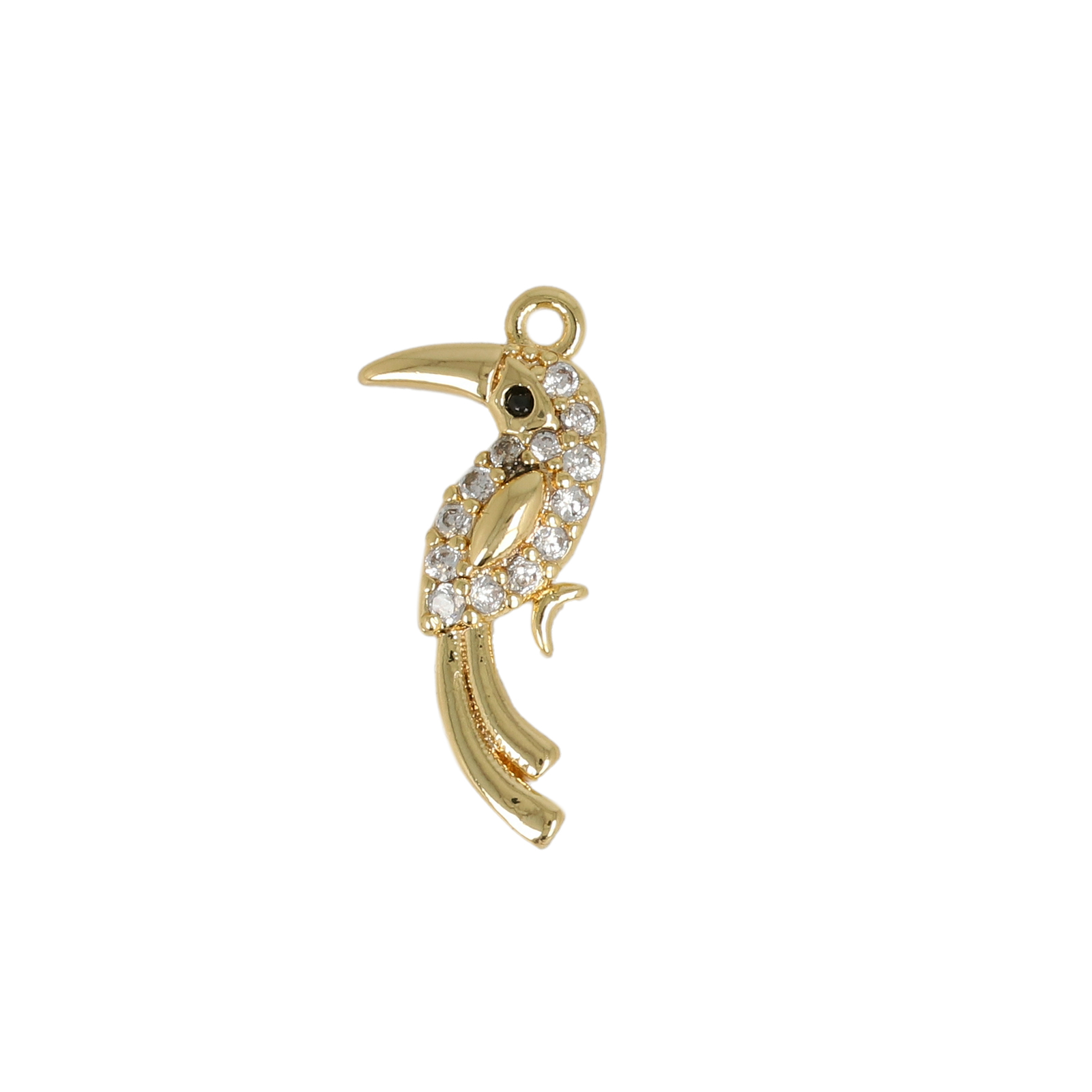 gold plated metal cz charm - tucan 14x8mm | 2pc