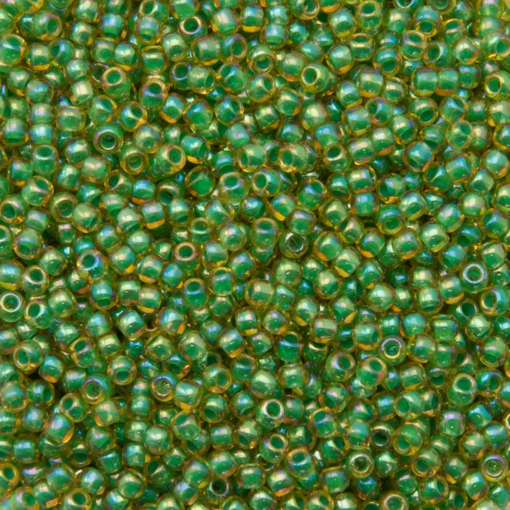 rocaille toho seed beads 11/0 inside color rainbow light jonquill/mint lined (1830) | 10gr