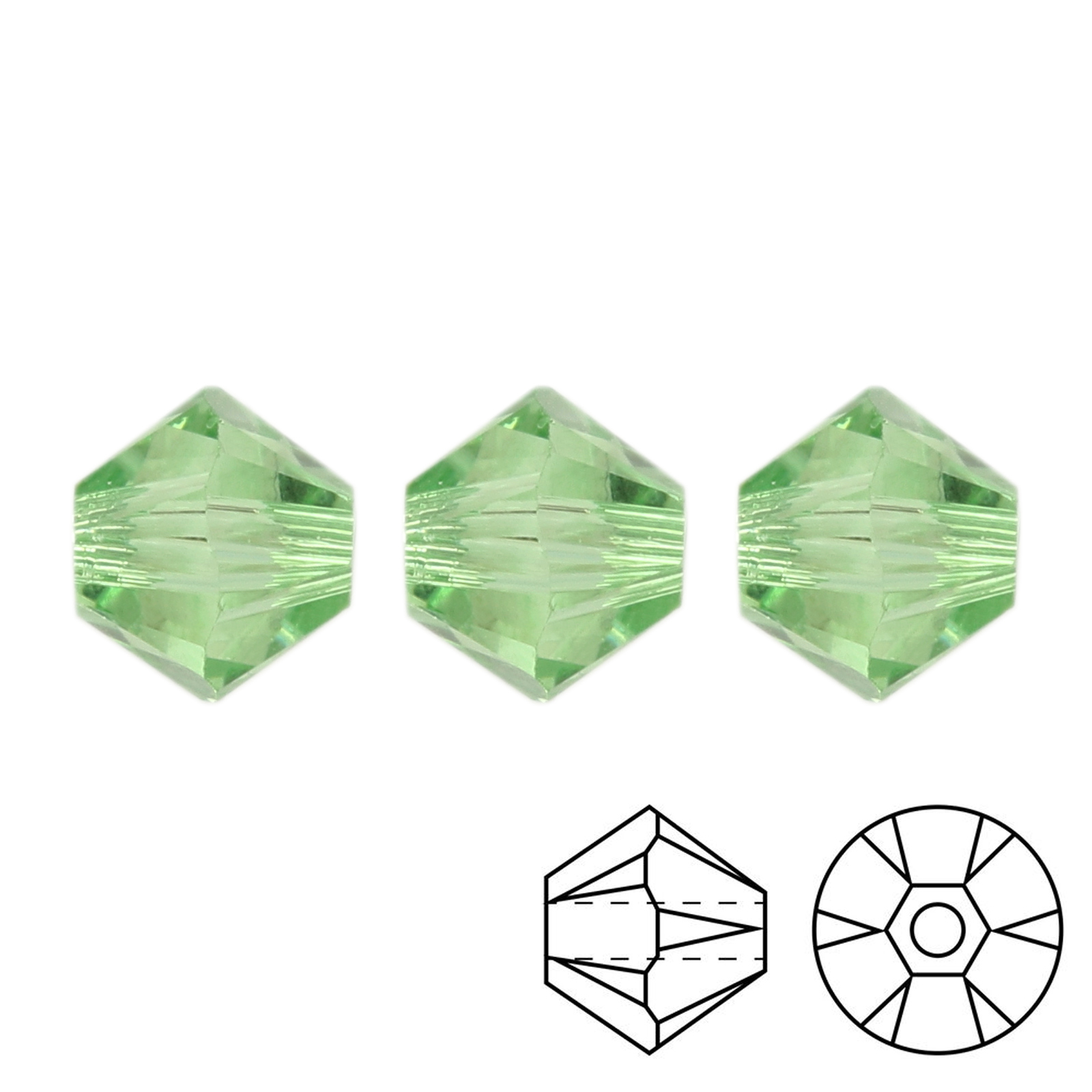 bicone (5328) recreated peridot 4mm | 48pc