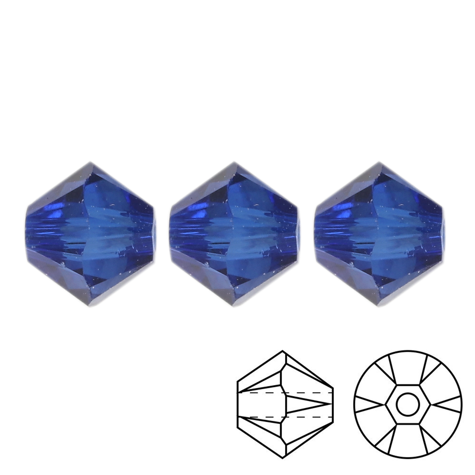 bicone (5328) recreated dark sapphire 4mm | 48pc