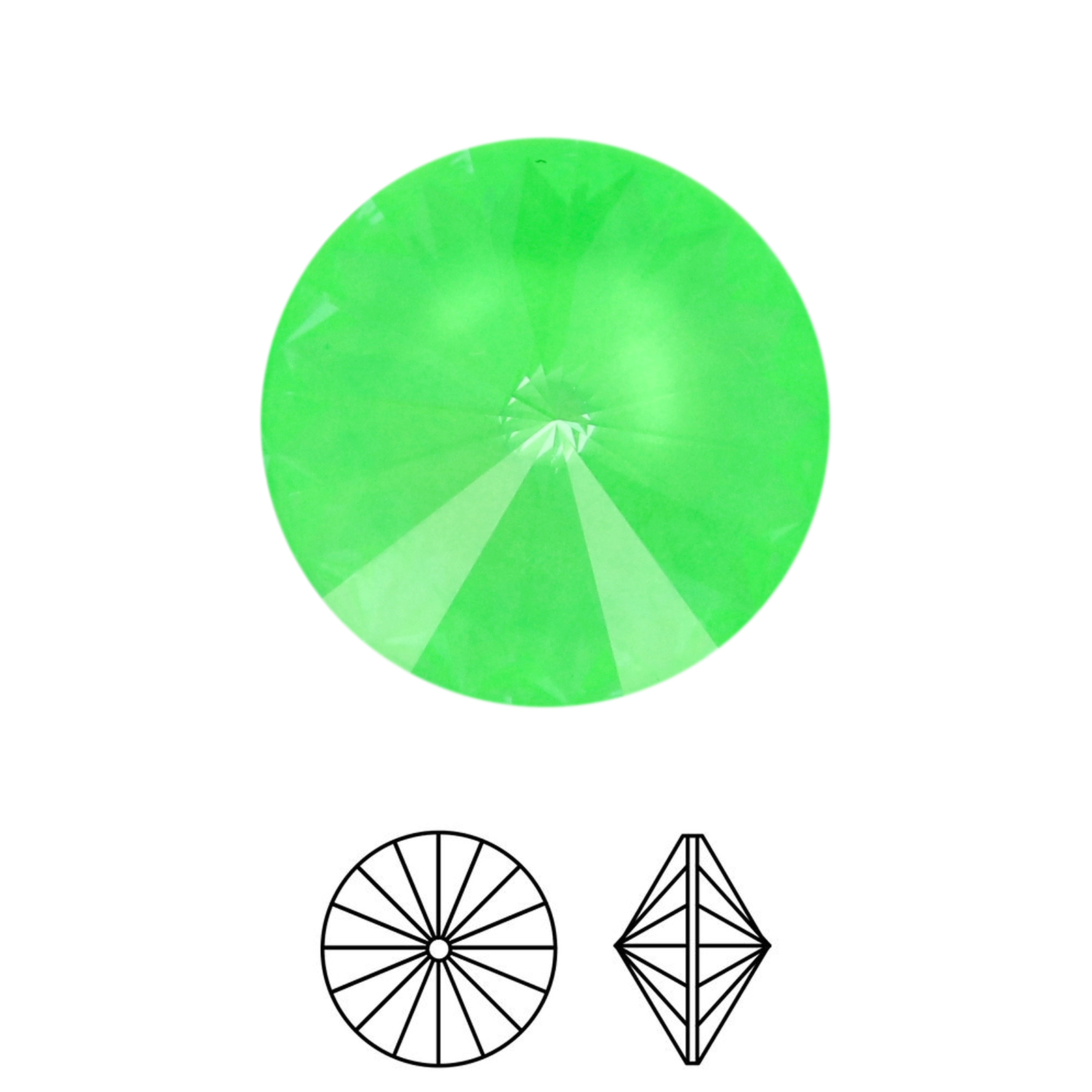 rivoli (1122) crystal elecrtic green ignite 14mm | 2pc