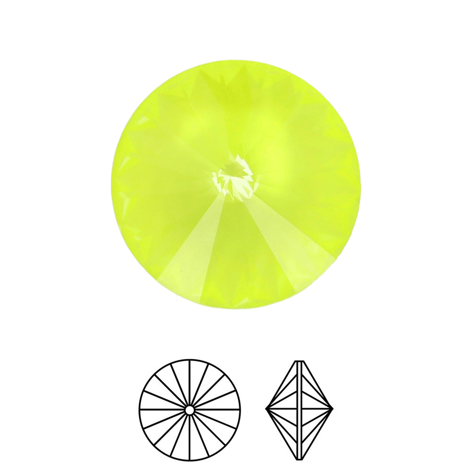rivoli (1122) crystal elecrtic yellow ignite 14mm | 2pc