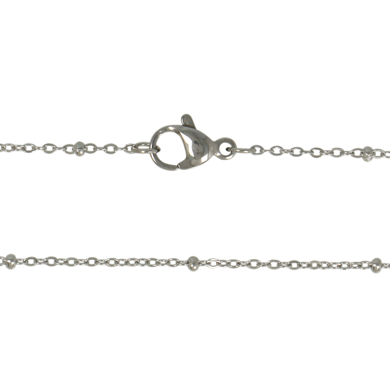 stainless steel flat cable chain with bead 1mm necklace - lenght 50cm | 1pc