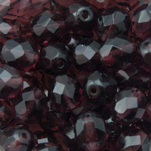 czech fire-polished round beads amethyst 8mm | 25pc