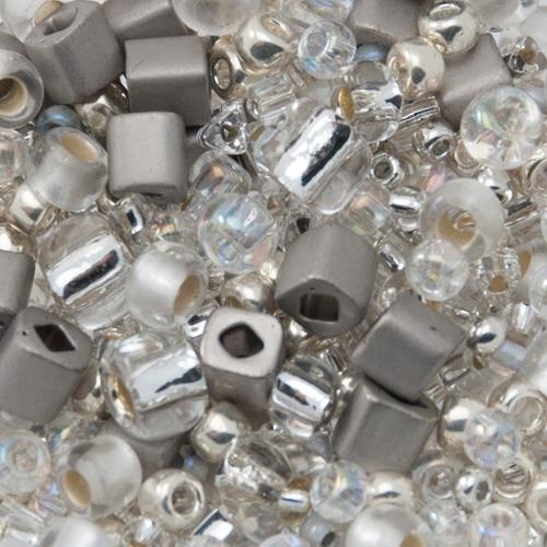 rocailles toho beads mix - junpaku-crystal silver (3201) | 10gr